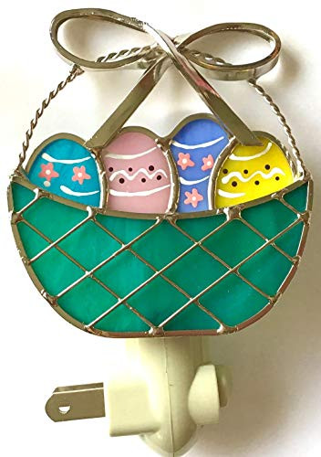 JGS Stained Glass Easter Basket Night Light with Standard Base
