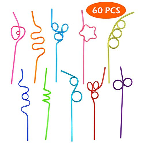 DLOnline Pack of 60 Crazy Loop Straws, Crazy Reusable Drinking Straws Silly Colorful Reusable Drinking Straws, Great For Parties, Carnivals, Fun, BPA and PFOA Free DLOnline Pack of 60 Crazy Loop Straws, Crazy Reusable Drinking Straws Silly Colorful Reusable Drinking Straws, Great For Parties, Carnivals, Fun, BPA and PFOA Free