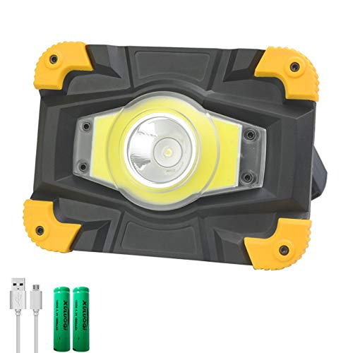 XULUOQI 15W Rechargeable LED Work Light Portable COB Flashlight,Super Bright Emergency Outdoor Waterproof Flood Light Power Bank Device,for Hiking, Working, Car Repairing, Workshop and More