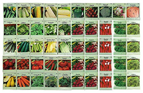 50 Packs Assorted Heirloom Vegetable Seeds 20+ Varieties All Seeds are Heirloom, 100% Non-GMO