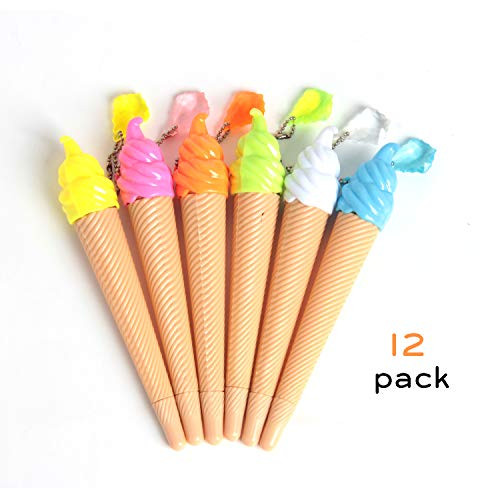 SBYURE Ice Cream Pen 12 Packs,5 Inch Assorted Ice Cream Cone Writing Pens for School Supplies Kids Party Favor