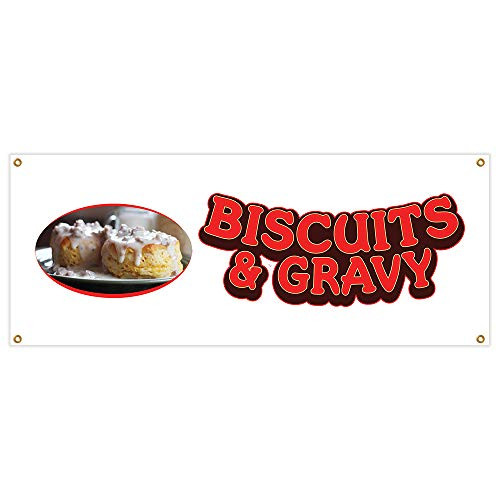Biscuits & Gravy Banner Sign Sausage Biscuit Southern Food Homemade Home Made from Scratch Signs
