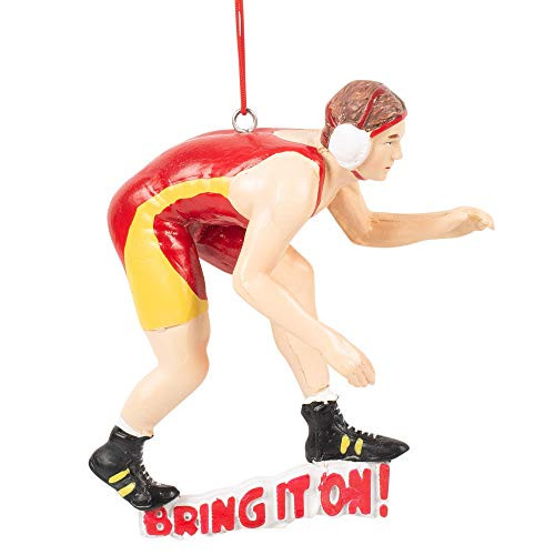 Midwest-CBK Bring It On Wrestler Natural Resin Stone 4 x 4 Christmas Hanging Ornament