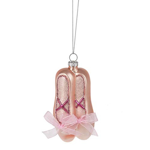 Midwest-CBK Ballet Slippers Pretty Pink Glass Christmas 5 x 2 Decorative Hanging Ornament