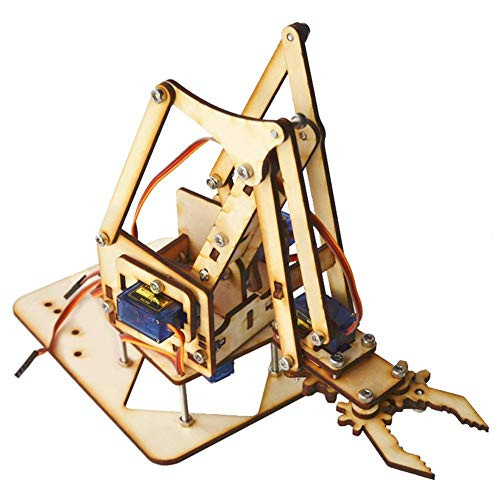 Robot Arm Kit, 4DOF Wood Robotic Arm Lightweight DIY Mechanical Arm sg90 Servo, Assembled for Raspberry Pi SNAM1500