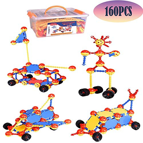 STEM Building Toy Building Sets Engineering Toys, 160 Pieces, 3- 7 8 9 10 Year Old Learning Toys Building Blocks for Toddlers, Creative Fun Educational Construction Engineering Toy Blocks Game Kit
