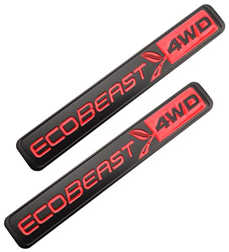 2pcs New ECOBEAST 4WD Badges Emblem 3D Nameplate Door Fender Tailgate Stickers Replacement for 2011-2018 F150 (Red)