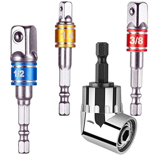 105 Degree Right Angle Driver Extension Screwdriver Drill+Universal Socket Adapter Set,3Pcs 1/4 3/8 1/2" Hex Shank Drill Nut Driver Bit Set,Impact Grade Socket Wrench Adapter Extension Set 105 Degree Right Angle Driver Extension Screwdriver Drill+Universal Socket Adapter Set,3Pcs 1/4 3/8 1/2" Hex Shank Drill Nut Driver Bit Set,Impact Grade Socket Wrench Adapter Extension Set