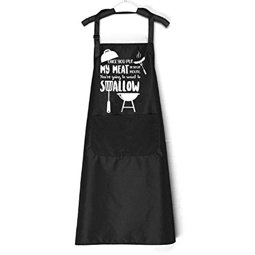 chillake Funny BBQ Aprons for Men Women | Once You Put My Meat in Your Mouth Grill Apron with Pockets and Adjustable Neck Strap | Best Gifts for BBQ Grilling Birthday Christmas