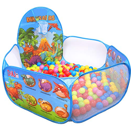 DESIPESI Ball Pit for Kids, Dinosaur Ball Tent Ball Pit with Basketball Hoop for Toddlers 4 Ft/120CM (Balls not Included) DESIPESI Ball Pit for Kids, Dinosaur Ball Tent Ball Pit with Basketball Hoop for Toddlers 4 Ft/120CM (Balls not Included)