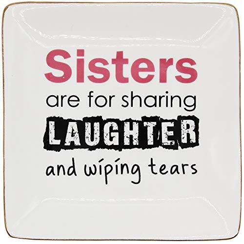 Onederful Sister Gifts from Sister Friends and Mom, Ceramic Ring Trinket Dish Gifts Ideas for Birthday, Christmas, Graduation Present for Sister,Friend-Sisters Are For Sharing