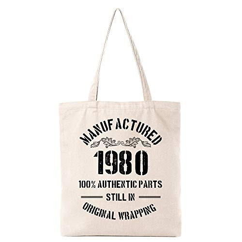 Funny 1980 40th Birthday Gift Natural Cotton Reusable Tote Bag | Classic 1980 Eco-Friendly Cotton Tote Bag School Shoulder Bag Gifts for Women Men Friends Coworker Funny 1980 40th Birthday Gift Natural Cotton Reusable Tote Bag | Classic 1980 Eco-Friendly Cotton Tote Bag School Shoulder Bag Gifts for Women Men Friends Coworker