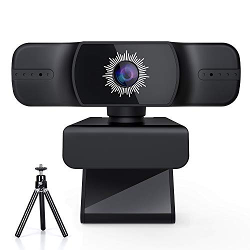 HD Webcam with Tripod Stand, 1080P Autofocus USB Camera with Microphone, PC Webcam for Video Calling & Recording Video Conference/Online Teaching/Business Meeting Compatible