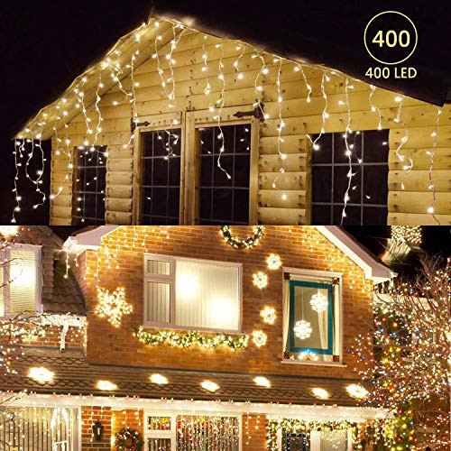 Led Icicle Lights Outdoor Christmas Decorations Lights 400LED 8 Modes Icicle Christmas Lights, Outdoor Fairy String Lights for Christmas, Party, Holiday Decorations (Warm White) Led Icicle Lights Outdoor Christmas Decorations Lights 400LED 8 Modes Icicle Christmas Lights, Outdoor Fairy String Lights for Christmas, Party, Holiday Decorations (Warm White)