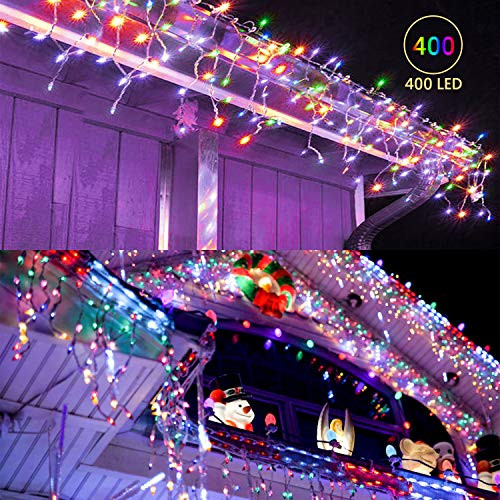 Led Icicle Lights Outdoor Christmas Decorations Lights 400LED 8 Modes Icicle Christmas Lights, Outdoor Fairy String Lights for Party, Holiday, Wedding Decorations (Multicolor) Led Icicle Lights Outdoor Christmas Decorations Lights 400LED 8 Modes Icicle Christmas Lights, Outdoor Fairy String Lights for Party, Holiday, Wedding Decorations (Multicolor)