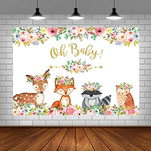 Pink Girl Woodland Animals Baby Shower Backdrops for Photography Watercolor Floral Jungle Animals Oh Baby Background Boho Theme Safari Newborn Baby Birthday Party Supplies Photo Booth Props 5x3ft Pink Girl Woodland Animals Baby Shower Backdrops for Photography Watercolor Floral Jungle Animals Oh Baby Background Boho Theme Safari Newborn Baby Birthday Party Supplies Photo Booth Props 5x3ft