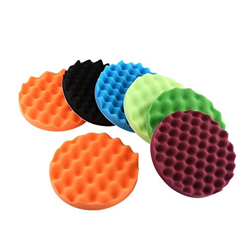 YHG (200mm) 8" Buffing Polishing Pads, Compound Drill Buffing Sponge Pads, Buffing Sponge Pads for Car Sanding, Polishing, Waxing, Sealing Glaze, 7 PCS