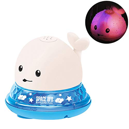 Baby Bath Toys, Automatic Electric Induction Spray Water Bath Toy Whale Sprinkler with LED Light Musical Fountain Toy Water Float Toys Spray Bathtub Toys Infant Bathtime Bath Toys for Toddlers Kids