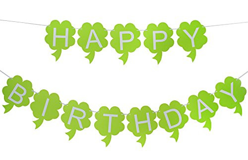 Brcohco Happy Birthday Banner Bunting with White Letters Party Supplies Green