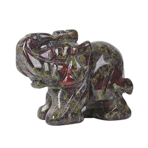 JUST IN STONES Carved Natural Dragon Blood Jasper Gemstone Elephant Healing Guardian Statue Figurine Crafts 1.6 inch