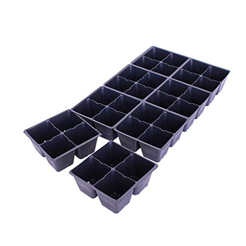 Handy Pantry Black Plastic Garden Tray Inserts - 5 Sheets of 32 Planting Pot Cells Each - 2x2 Nested x8 Configuration - Perforated - Nursery, Greenhouse, Gardening