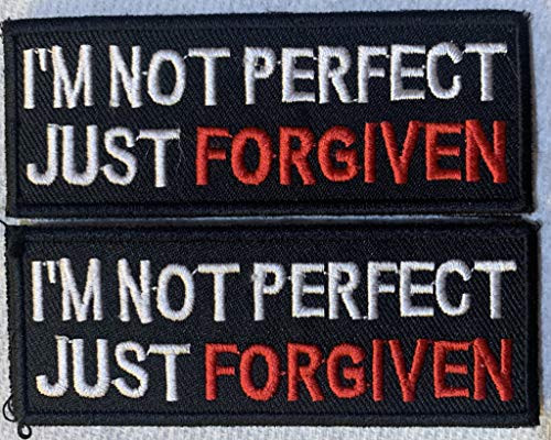 Bundle of 2 Patches I'm Not Perfect Just Forgiven Christian Bible Jesus Biker Vest Patch with Velcro Back