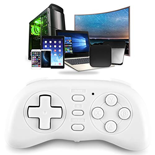 fosa Wireless Retro Bluetooth Game Controller, Universal Mini Gamepad Handle Joystick Gaming Controller Remote for iOS Android Windows(White)