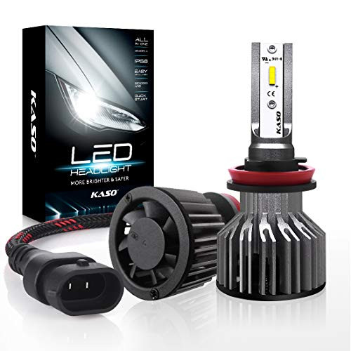 H11 H8 H9 LED Headlight Bulb - 3 Years Warranty, KASO RX6 All in One Design Headlight Kit, Fog Light, High Low Beam 10000LM 72W/Set 6000K Cool White IP68 Waterproof (H11 H8 H9)
