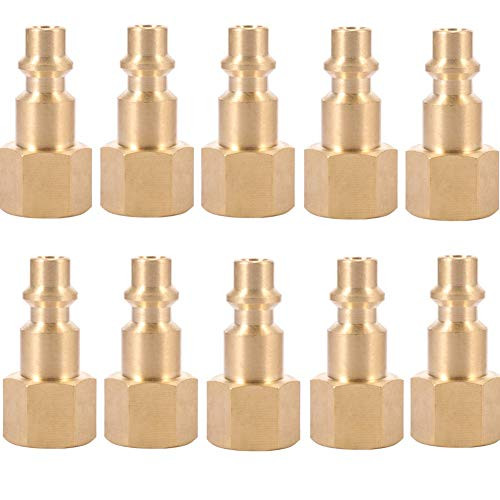 Brass 1/4 Inch NPT Brass Female Air Hose Quick Connect Adapter,Air Coupler and Plug Kit,Air Compressor Fittings 10pcs (Female NPT)