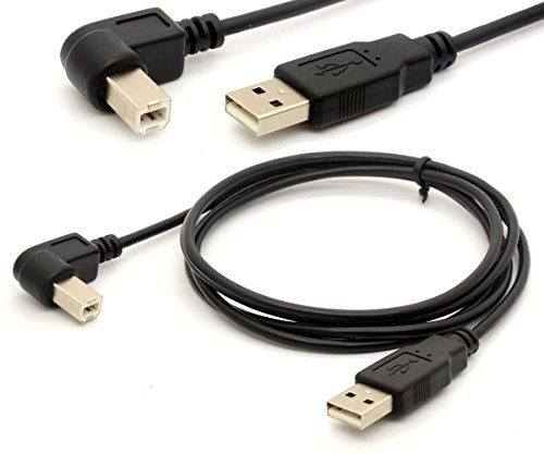 1.5M USB to Printer Adapter Cables 90 Degree USB 2.0 A male to B Left Angle Plug Converter Lead 480Mbps High Speed Wireless Wired Adaptor Scanner Extension Cord (LEFT)