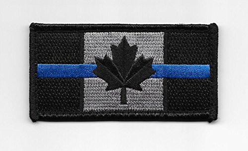 Canada Flag Thin Blue Line Patch for Police and Law Enforcement with Hook/Loop Fasteners