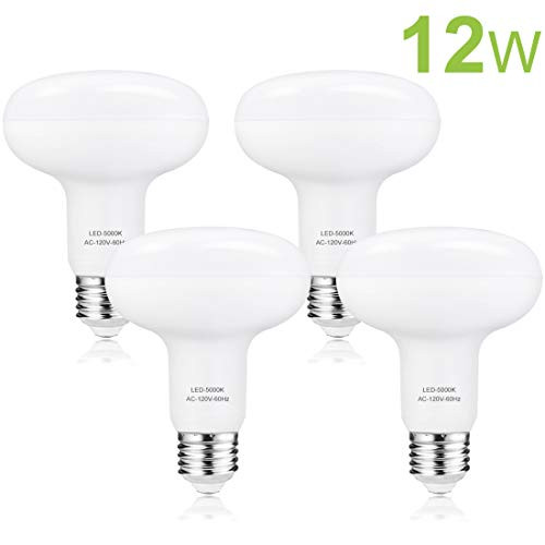 BR30 Dimmable LED LBulb, 12W(100W Equivalent), R30 Wide Flood Light Bulb, 5000K Daylight White 1320lm, 120° Beam Angle, E26 Medium Screw Base, LED Kitchens Recessed Lighting,Warehouse,Garage,4 Pack