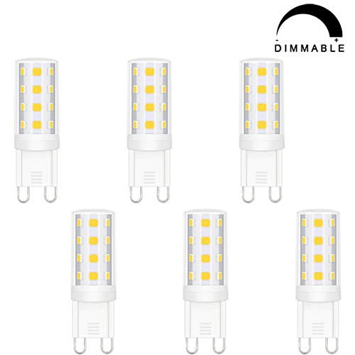 G9 120V LED Bulb Dimmable 4W (40W Halogen Equivalent), 380LM Daylight White 5000K G9 Ceramic Base Light Bulb for Under Counter Cabinet, Home Lighting (6-Pack)