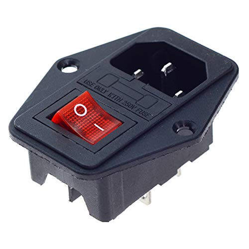 Inlet Module Plug 5A Fuse Switch Male Power Socket 10A 250V 3 Pin IEC320 C14