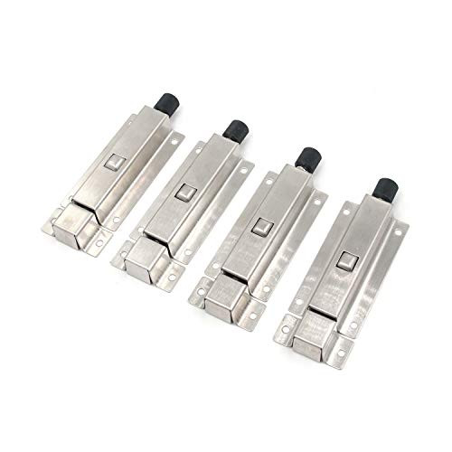 MTMTOOL Spring Slide Bolt Latch Stainless Steel Security Push Button Door Barrel Bolt Heavy Duty Spring Loaded Latch Pack of 4