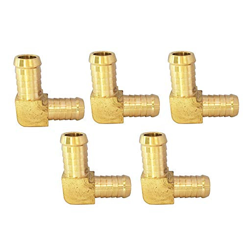 Brass Barb 90 Degree Elbow 3/8" Barbed x 3/8" Barbed Hose Fitting Right Angle 5pcs