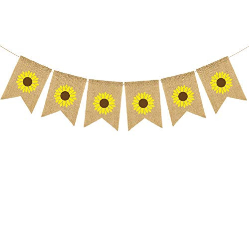 FAKTOM Sunflower Banner for Hawaii Beach Party Decorations Hello Summer Theme Garland Bunting Baby Shower Birthday Party Supplies