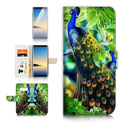 (for Samsung Galaxy S10) Flip Wallet Case Cover & Screen Protector Bundle - A4112 Peacock