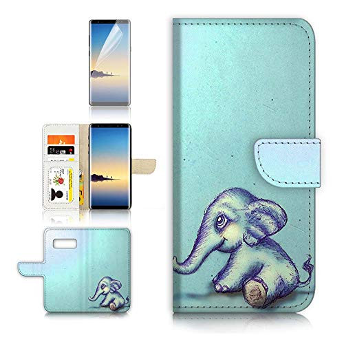(for Samsung S10+ / Galaxy S10 Plus) Flip Wallet Case Cover & Screen Protector Bundle - A8130 Babe Elephant