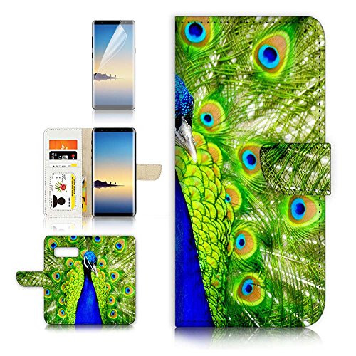 (for Samsung S10+ / Galaxy S10 Plus) Flip Wallet Case Cover & Screen Protector Bundle - A20081 Peacock