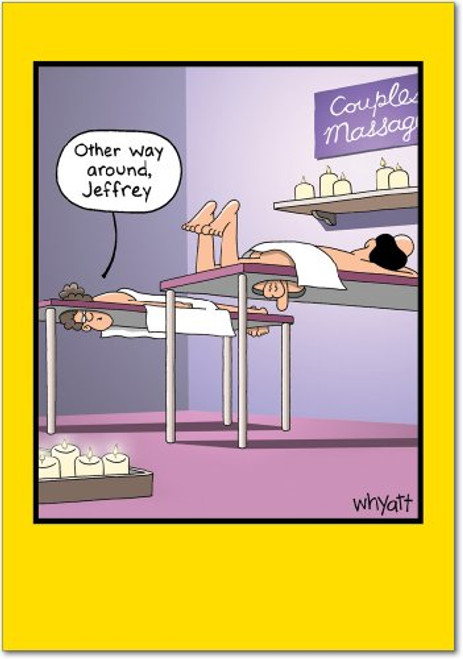 Other Way Around - Funny Happy Birthday Card with Envelope (4.63 x 6.75 Inch) - Comic Spa Session, Hilarious Bday Celebration Card - Funny Adult Cartoon, Stationery Birthday Card for Men 8405 Other Way Around - Funny Happy Birthday Card with Envelope (4.63 x 6.75 Inch) - Comic Spa Session, Hilarious Bday Celebration Card - Funny Adult Cartoon, Stationery Birthday Card for Men 8405