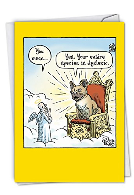 NobleWorks, Dyslexic God - Funny Happy Birthday Note Card with Envelope - Religious God Dog Bday, Heaven Sent Pet Stationery C6358BDG NobleWorks, Dyslexic God - Funny Happy Birthday Note Card with Envelope - Religious God Dog Bday, Heaven Sent Pet Stationery C6358BDG