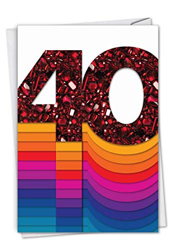 The Best Card Company, Bold Milestones - 40th Happy Birthday Greeting Card with Envelope (Not Layered or Sparkled) C6110BMBG