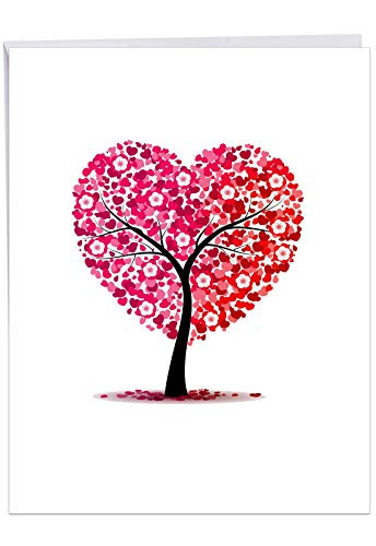 The Best Card Company, Jumbo Valentine's Day Card (8.5 x 11 Inch) - Vday Greeting Card for Valentines - Love Trees J3185AVDG
