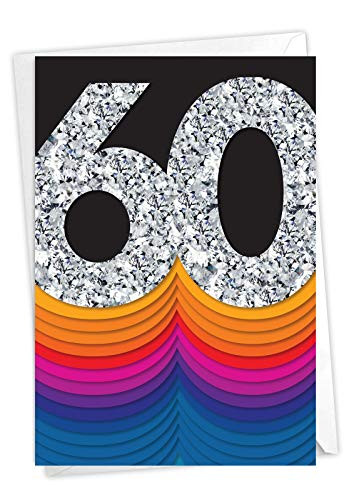 The Best Card Company Bold Milestones - Milestone Anniversary Greeting Card with Envelope (4.63 x 6.75 Inch) - Diamond-Looking Number C6110DMAG