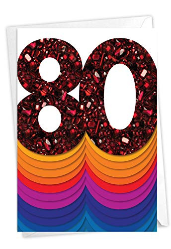 The Best Card Company Bold Milestones - Milestone Birthday Greeting Card with Envelope (4.63 x 6.75 Inch) - Ruby-Looking Number C6110FMBG