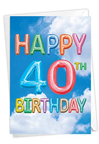 The Best Card Company Inflated Messages - Milestone Birthday Greeting Card with Envelope (4.63 x 6.75 Inch) - Balloon-Looking Milestone C5651BMBG