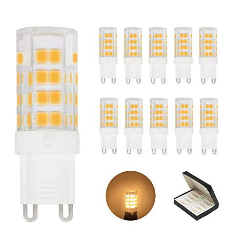 CliCli G9 LED Light Bulb 4W (40W G9 Halogen Equivalent), 110-130V G9 Warm White 3000K LED Lamp, 380LM Non-dimmable G9 Bi-pin Ceramic Base, for Under Counter Chandelier Ceiling Lighting, 10-Pack