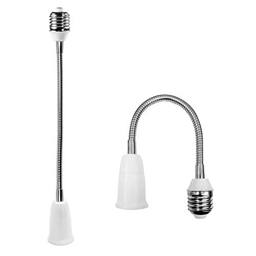 CliCli 2-Pack E26/E27 to E26/E27 Bulb Socket Extender, 27.5 CM/10.8 Inch Light Bulb Extension, Bendable Standard Medium E26 Screw Base Extender Adapter