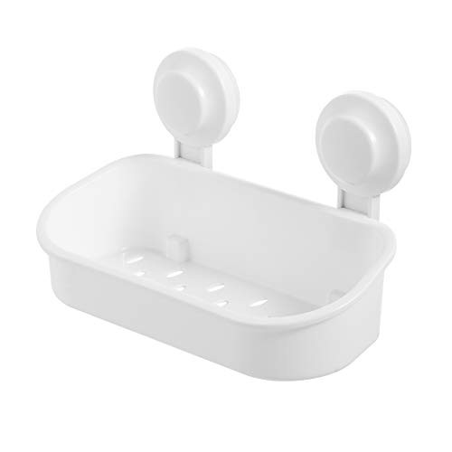 LEVERLOC Shower Caddy Suction Cup Shower Shelf No Drilling Heavy Duty Max Hold 22lbs Shower Basket Suction Shampoo Holder for Bathroom Kitchen Shower Tidy Organiser- White in Plastic LEVERLOC Shower Caddy Suction Cup Shower Shelf No Drilling Heavy Duty Max Hold 22lbs Shower Basket Suction Shampoo Holder for Bathroom Kitchen Shower Tidy Organiser- White in Plastic